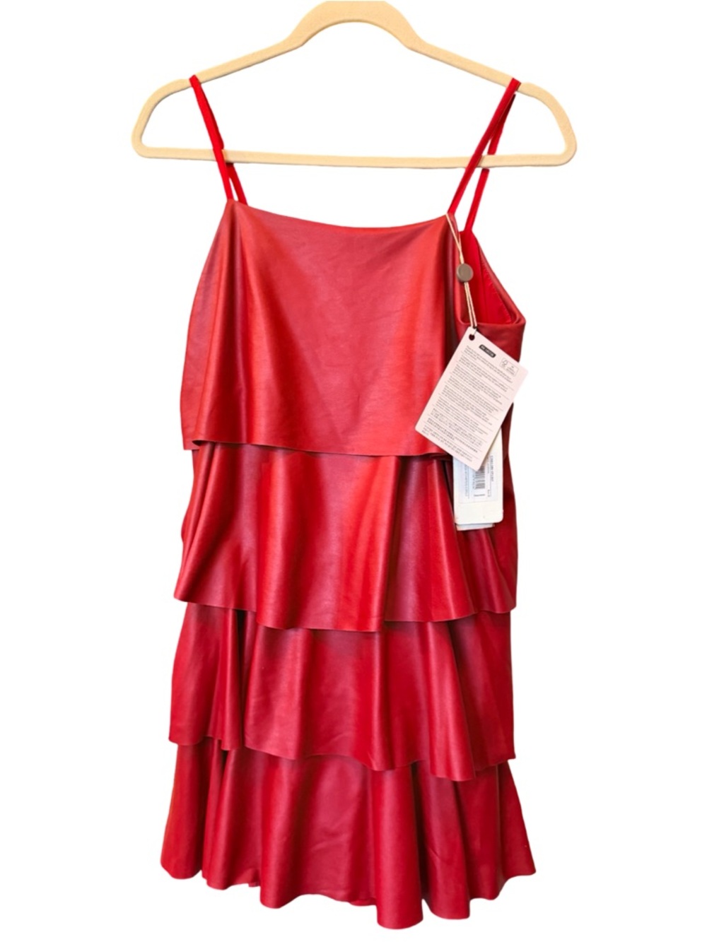 ❤️ Made In Italy / Faux Leather Ruffle Statement Dress ❤️ By: Souvenir (M)